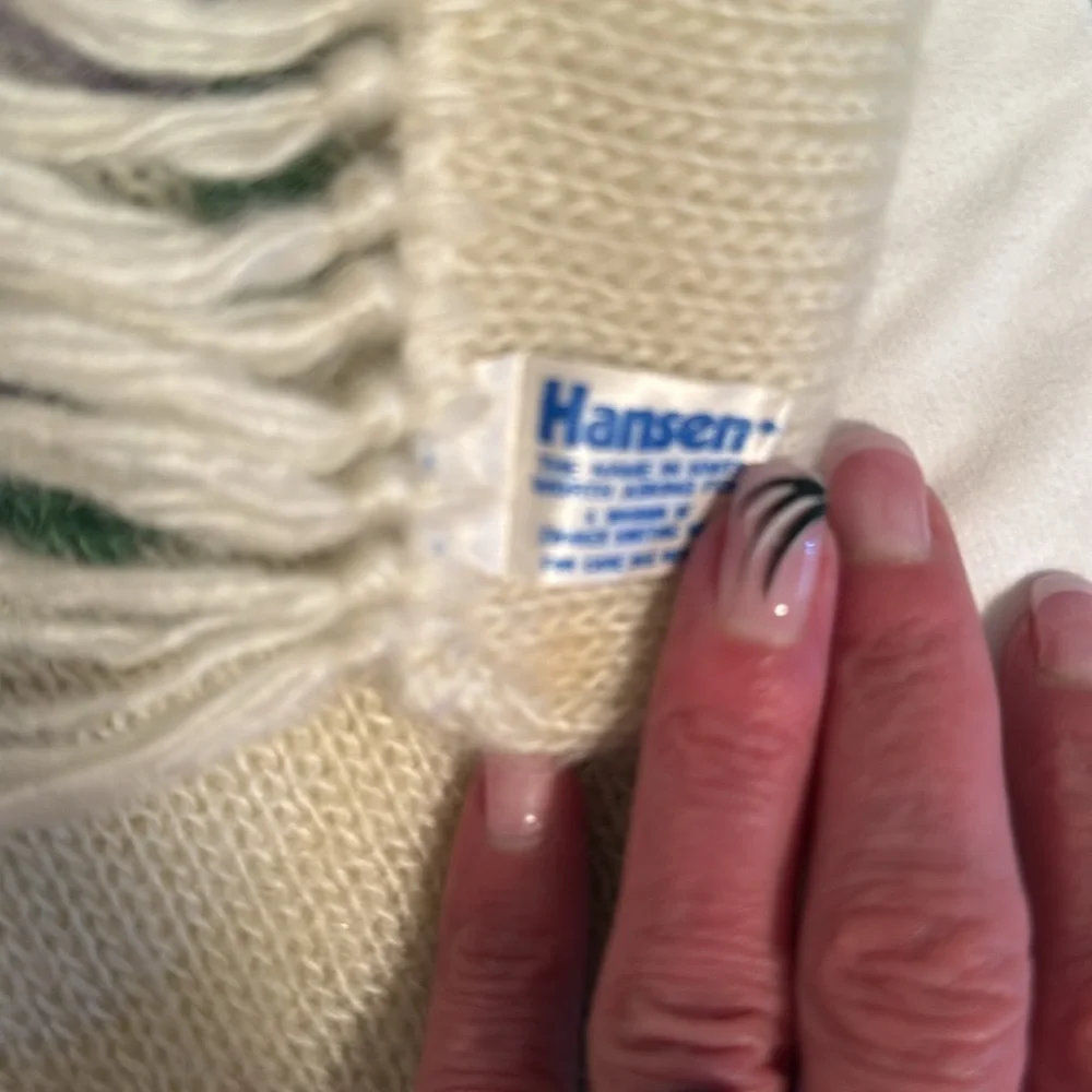 Hansen Floral Patterned Cream Knit Scarf-64x6